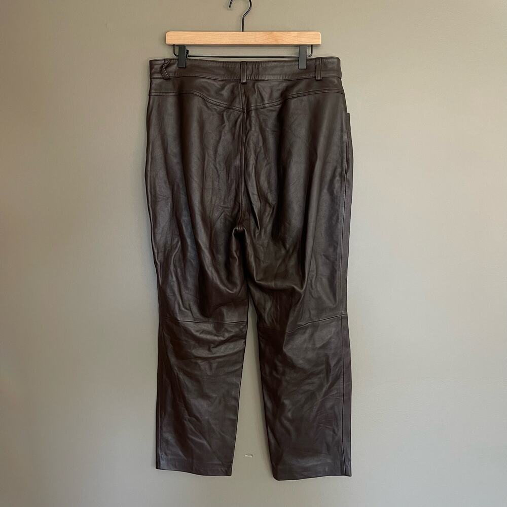 LPA Leather Pant 417 in Brown‎ Size XL High Waist Straight Leg 100% Leather Sexy - Picture 10 of 16